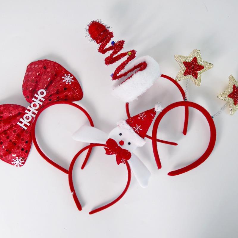 Christmas Headband Christmas Tree Snowman Star Design Classic Holiday Headband Suitable for Children's Party Decoration