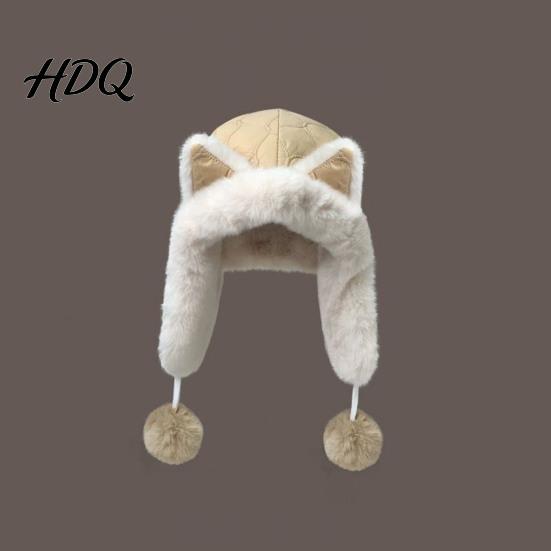 Outdoor Activity Thermal Cap Women Trapper Hat with Ear Flaps Cute Fox Ears Fleece Lined Winter Hat Warm Fuzzy Windproof for Cold Weather Walking
