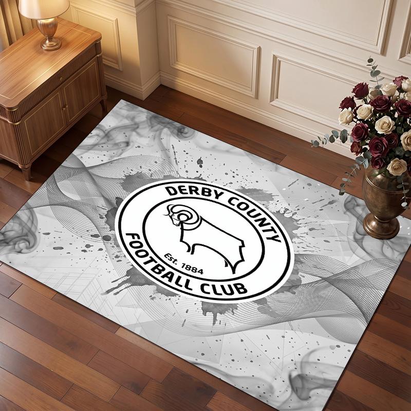 Tappeto in Velluto di Cristallo con Stampa del Derby County Football, Comodo Assorbente d'Acqua Antiscivolo Tappeto per Pavimenti Interni