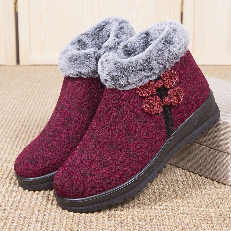 

Новые зимние старые пекинские хлопковые туфли женские модные бархатные утолщенные спортивные нескользящие полиуретановые хлопковые туфли для мам среднего и пожилого возраста 41 красный