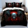Skull with Wings Gothic Style Bedding Duvet Cover Set  (1*Duvet Cover 2*Pillowcases, without duvet insert)