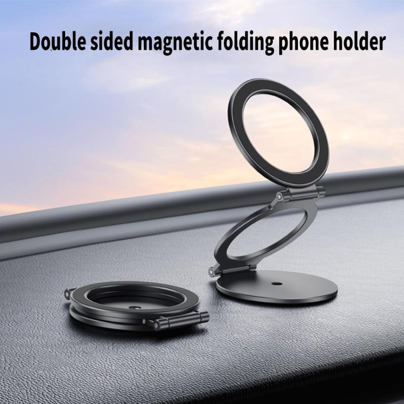 Car Phone Holder Desktop Car Dashboard Double Sided Magnetic Foldable Stand Cellphone Holder Stand with 1/4in Screw Hole