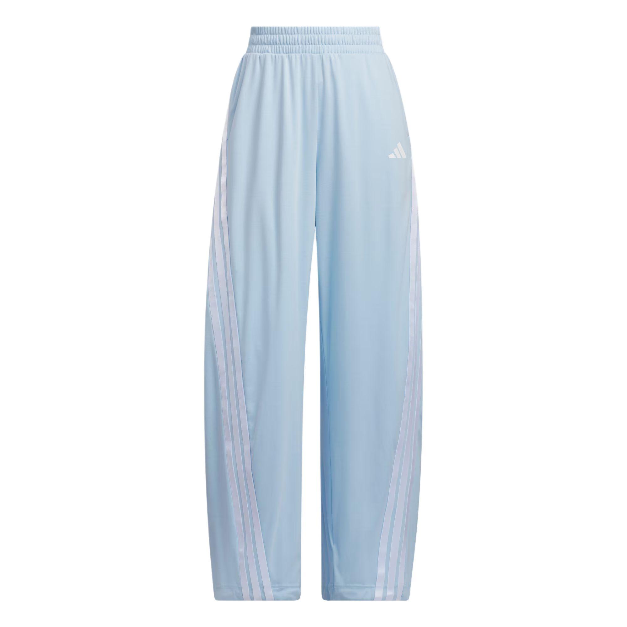 Adidas SS25 Банановые вязаные джоггеры Простые свободные полосатые универсальные повседневные брюки Женские брюки Синие KE5893 L