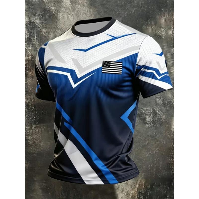Moda Uomo T-shirt da Uomo Stampata 3D Girocollo Manica Corta Trendy Streetwear