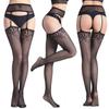Sexy undertøy blonder gjennomsiktig stropp nettstrømper svart sexy fri av midjen fiskenettstrømper sklisikkert strømpebånd