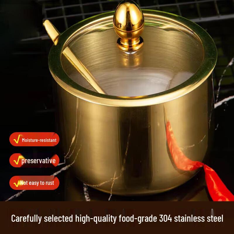 304 Stainless Steel Seasoning Jar Set with Glass Lids