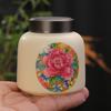 Ceramic Tea Caddy Flower Portable Candy Box Metal Lid Home Seal Coffee Beans Nut Medicinal Herbs Storage Jar Food Container New