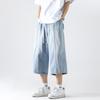 Men's American Retro Patchwork Loose Capri Denim Pants