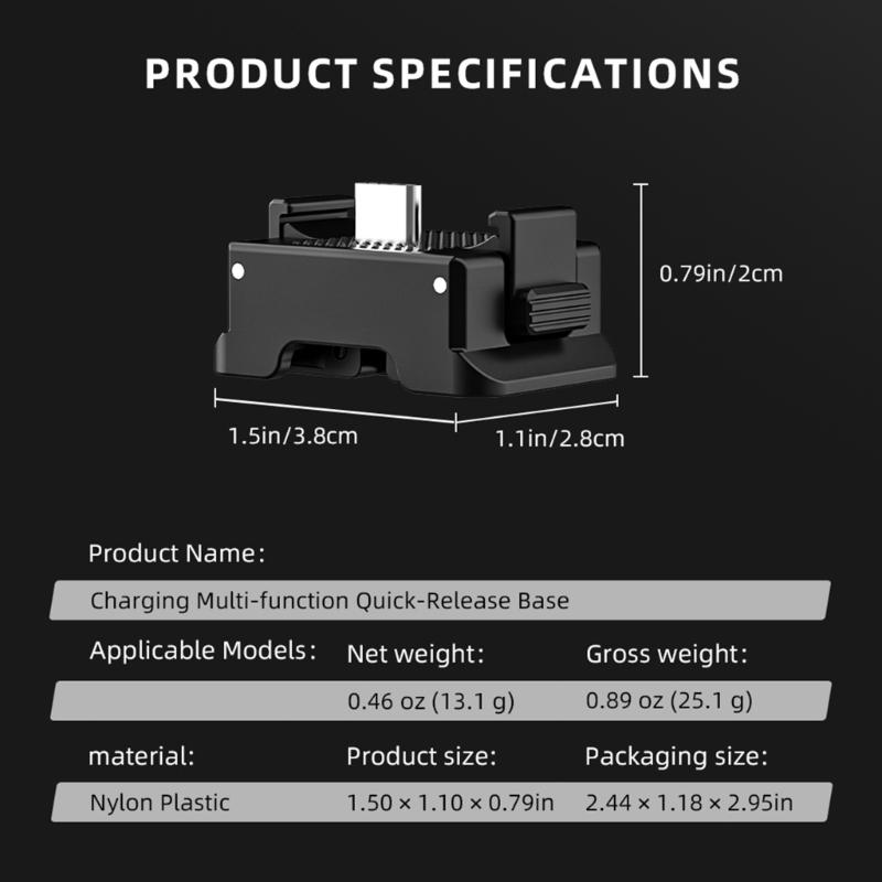 Expansion Charging Adapter for Pocket 3 with 1/4inch Thread Mount Magnetic Adapter Camera Charging Base Accessories