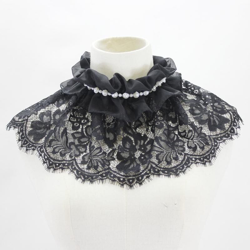 Elegant Hollow Embroidery High Collar Shawl Ruffled Fake Collar White Scarf Half Shirt Decorative Stand Collar
