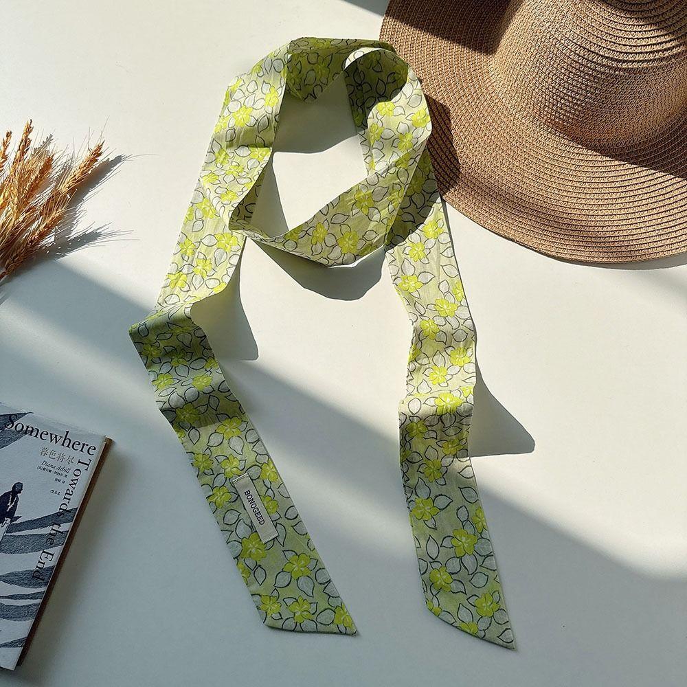 Flower Polka Dot Scarf Ribbon Narrow Long Scarves Sweet Floral Scarf  Outdoor
