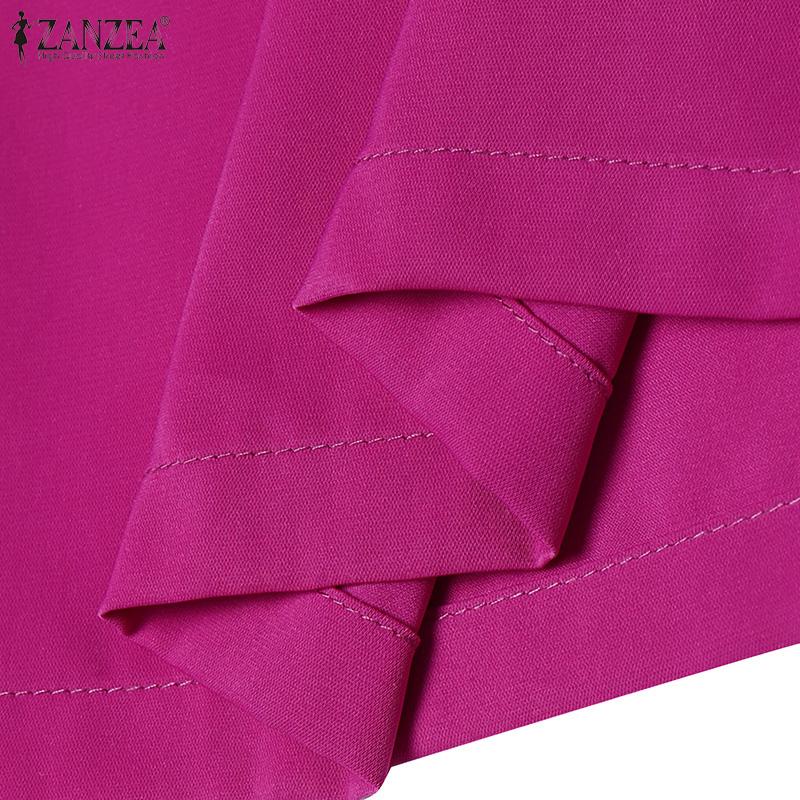 ZANZEA Pantaloni casual pentru femei, cu talie elastică în spate, cu picioare largi