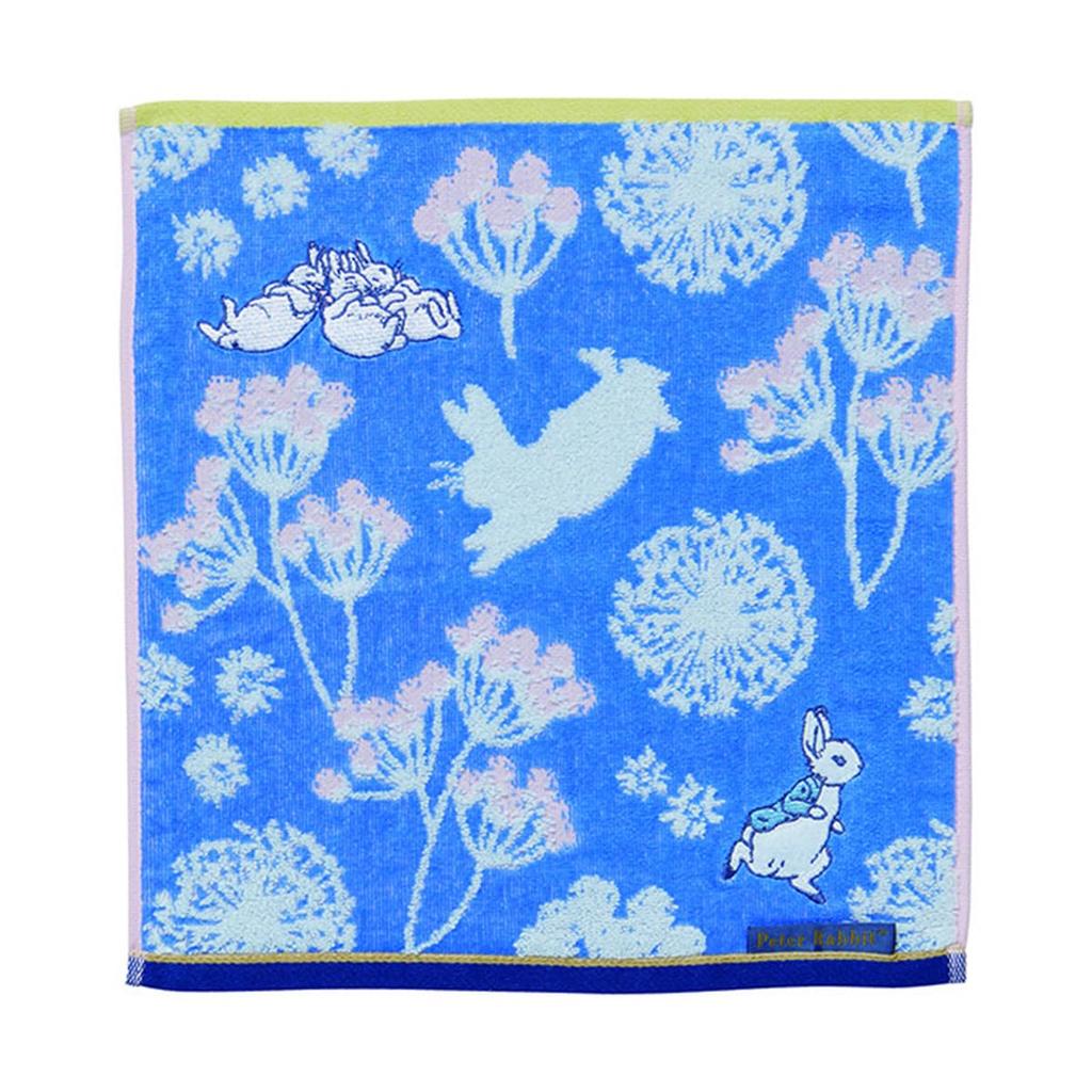 Marushin Peter Rabbit Blue Blooming Hand Antibacterial and Deodorizing 5605012200 Towel, No-Twist Yarn, Finish,