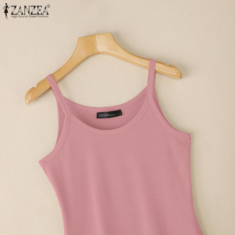 ZANZEA Letní jednobarevné tílko spodní tričko dámská ležérní vesta bez rukávů