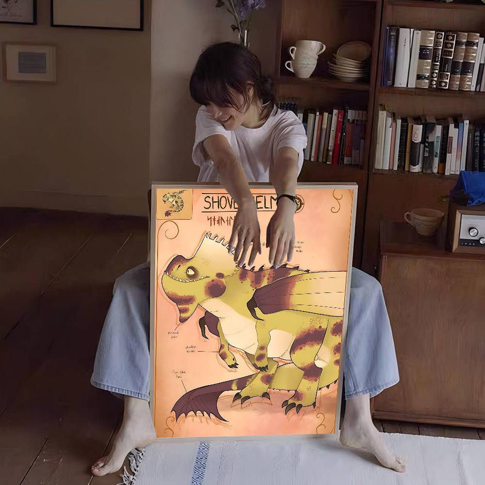 H-How To T-Train Your D-Dragon Whitepaper Poster Retro Kraft Paper Sticker DIY Room Bar Cafe Vintage Decorative Painting