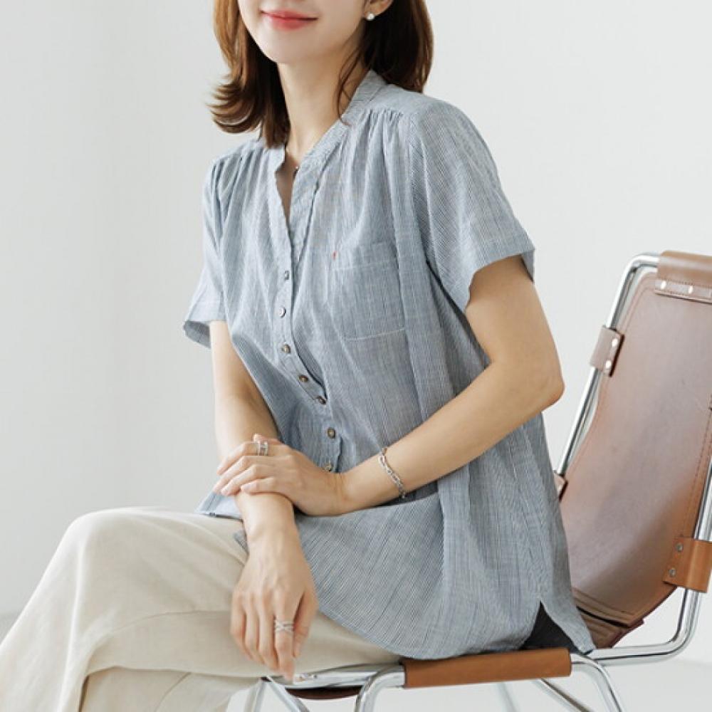Dedra Two Button Stitch Blouse Tbe3297
