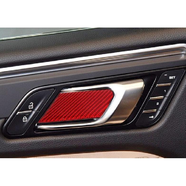 For Porsche Macan 2015-2024 Red Real Carbon Fiber Inner Door Bowl Cup Cover Trim