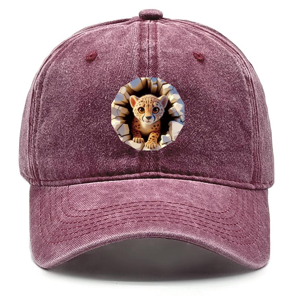 Cartoon Leopard Print Adjustable Baseball Hat, Animal Mesh Hat Adjustable Strap Curved Brim Solid Color Trendy Snapback Sun Hat