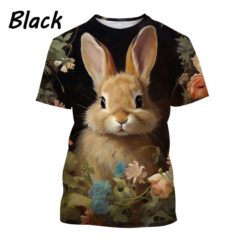 

Футболка с милым кроликом на 3D-принте для мужчин, забавные футболки с рисунком животных, летние свободные топы Harajuku с круглым вырезом, футболки с короткими рукавами S