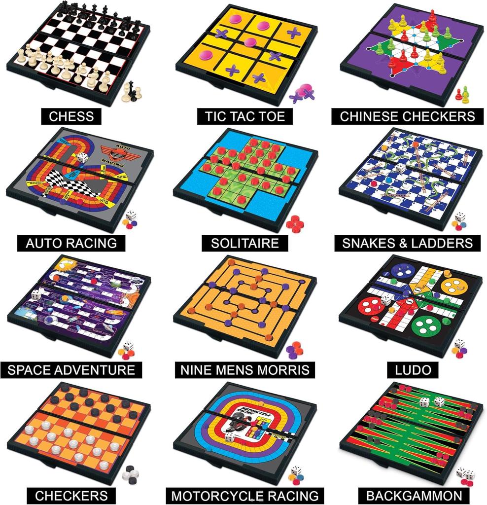 Magnetic Travel Games for Kids, 12 Retro Fun Games, 5' Compact, Individually Boxed, Perfect for Road Trips, Airplane, Camping –