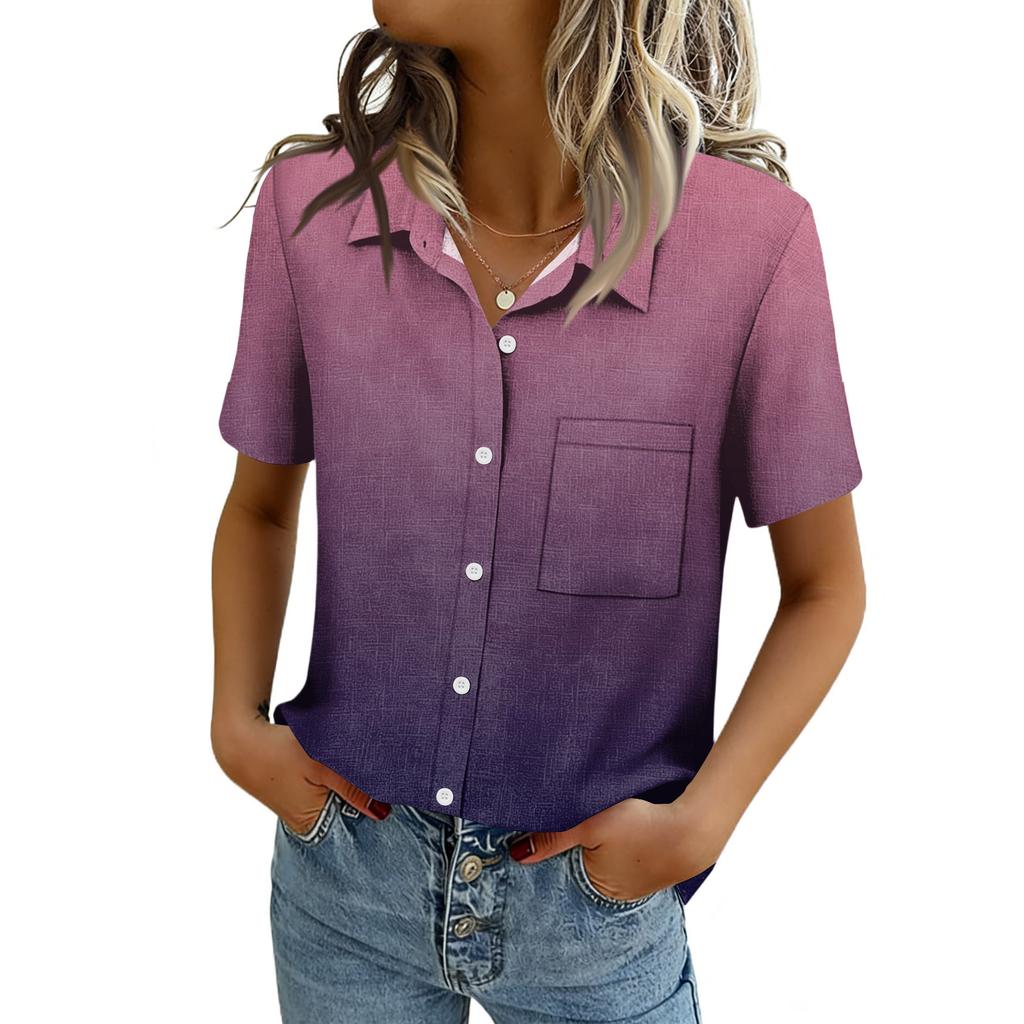 Chemisiers pour femmes à manches courtes boutonnés Chemises Business Casual Élégants Hauts de travail Vêtements d'été et de printemps