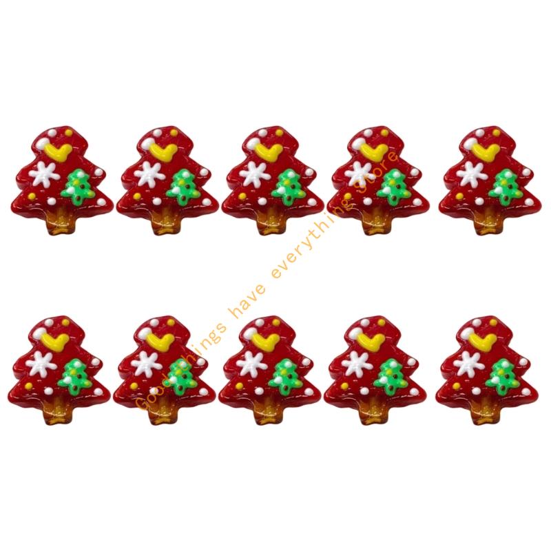 10Pcs Festival Tree Beads Hand Painted Glass Beads For Christmas Tree Decoration Bracelets Jewelry Accessories 55KF