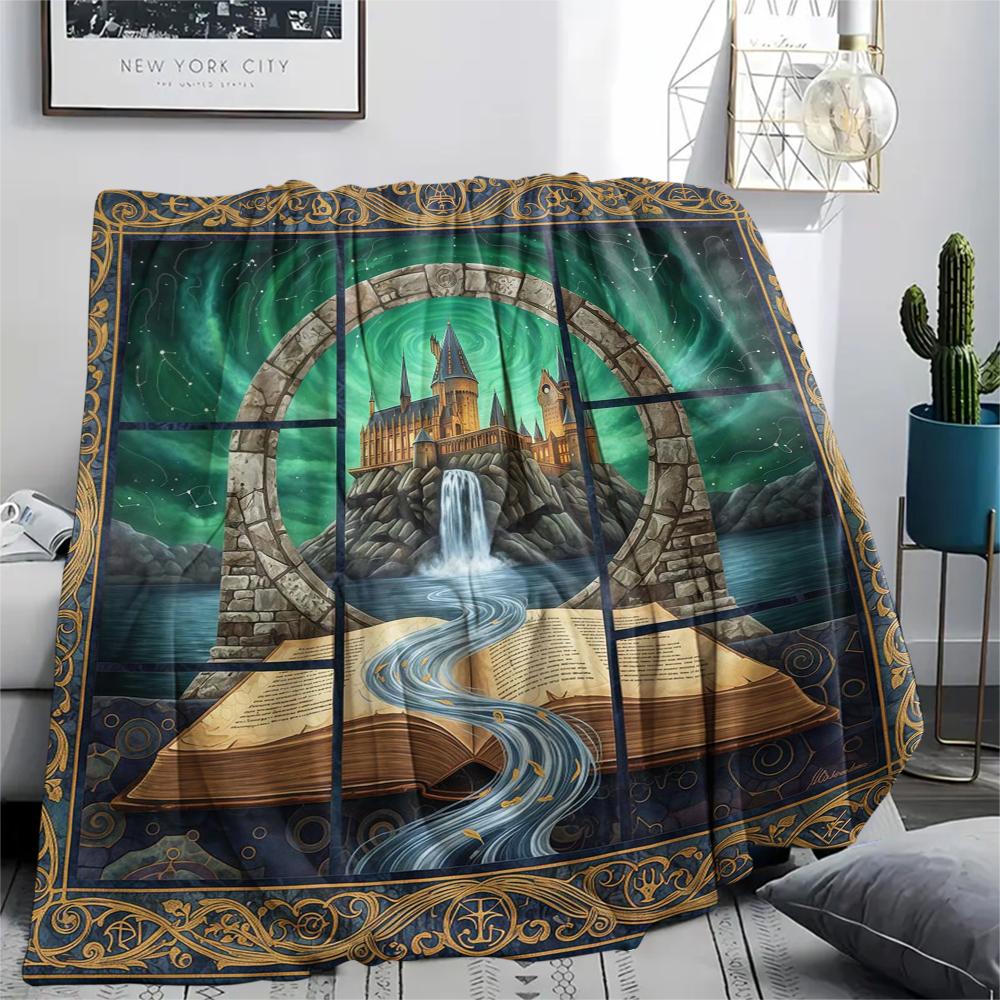 1Pc Cartoon Print Flannel Blanket, High Quality Comfortable for All Seasons, Home Decor, Warmth and Comfort, Perfect for Christmas Birthday Gift