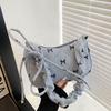 Fashion Corduroy Bowknot Underarm Bag For Daily Use With Zipper Closure