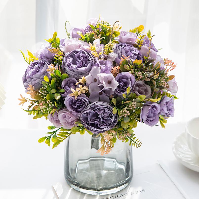 Artificial Peony Flowers Wedding Decorative Floristics Christmas Wreaths Home Decoration Accessories Silk Hydrangea Fake Plants