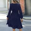 Women's Fashionable Waist Cinching Slimming Polka Dot Printed Long Sleeved Western- Dress