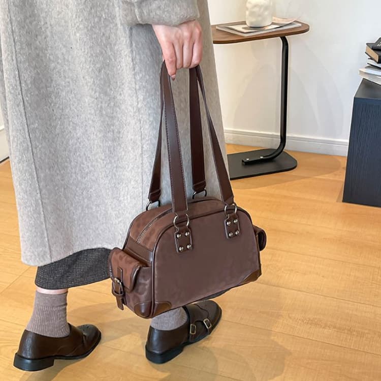 Leopard print Boston bag women's vintage shoulder bag