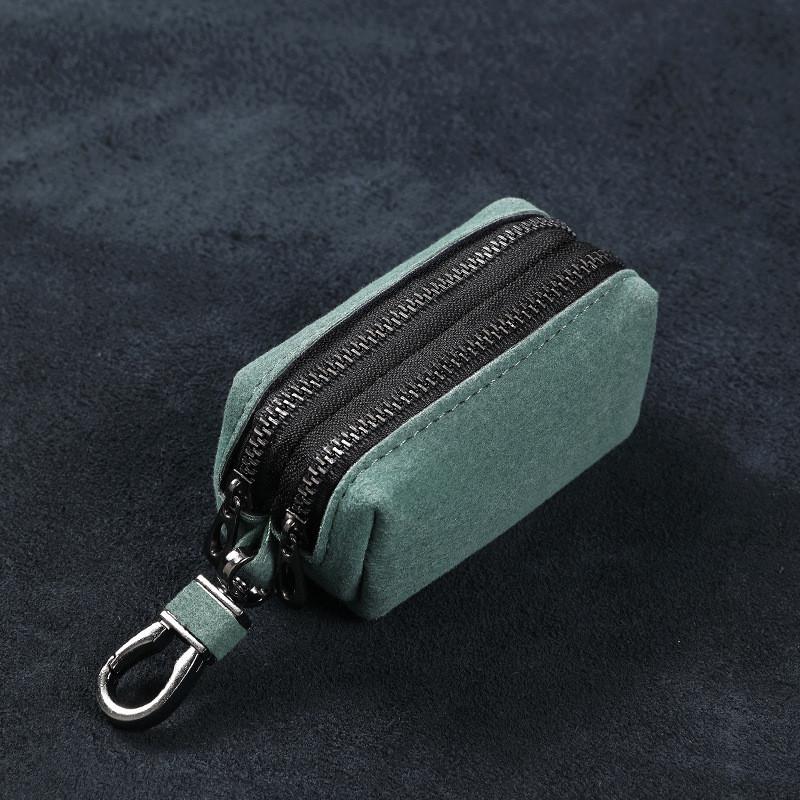 Leather Key Wallet With Chain Compact Organizer For Daily Use