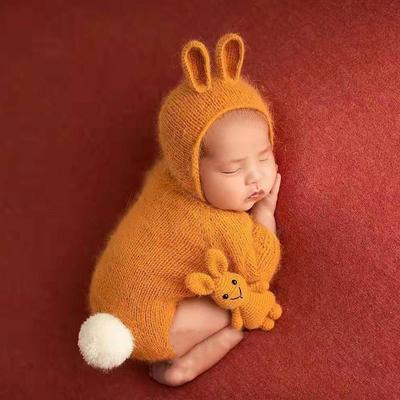 Nieuwgeboren Wol Gebreide Konijnenoutfit voor Fotografie