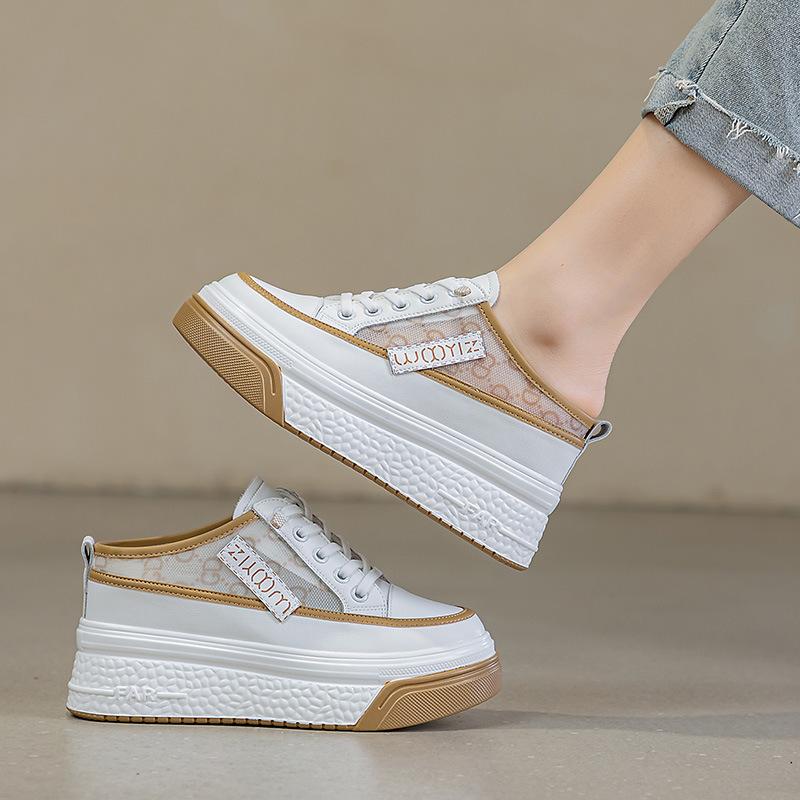 2025 spring half slippers women's bag head outer wear muffin thick sole inner height increase breathable shoes women's tide shoes ins Wenzhou women's