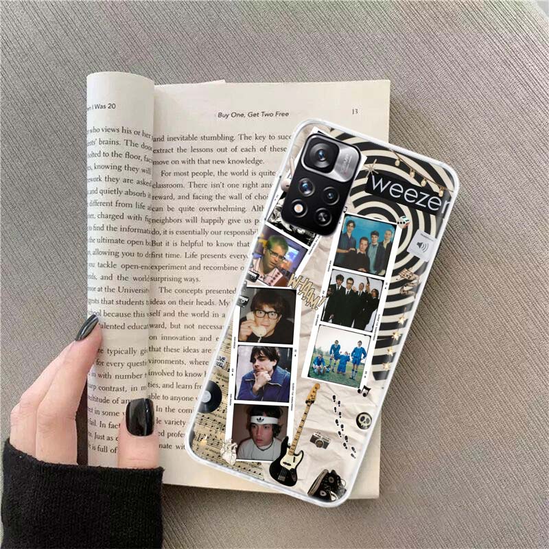 Coque de téléphone Band W-Weezer Pour Redmi Note 13 12 Pro Plus 14 15 Pro 5G 11 11T 11E 11S 10 Pro 10S 9 9S Housse Cellulaire Transparente TPU Capa Cas