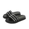 Fashion Big Size 33-44 Women Pearl Beaded Shoes Summer Tweed Slippers Flats Sandals Ladies Rivet Slippers Open Toe Slides Home Pantuflas