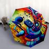 Music Notes, Piano Keys Automatic Folding Umbrella  8 Ribs, Durable Iron Frame, Bright Color Pattern Compact Travel Umbrella, Suitable for O