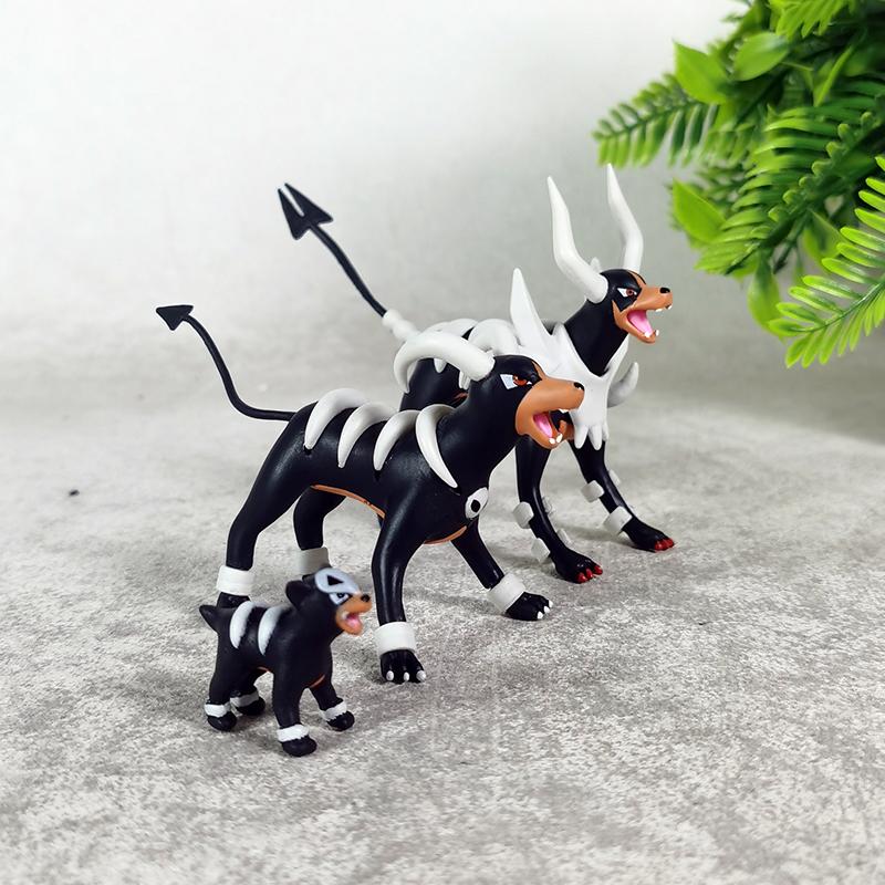 In Stock 10cm 3pcs Mega Houndoom Anime Figures Houndour Figure Houndoom Figurine Pvc Statue Collection Desk Decoration Gift Toys