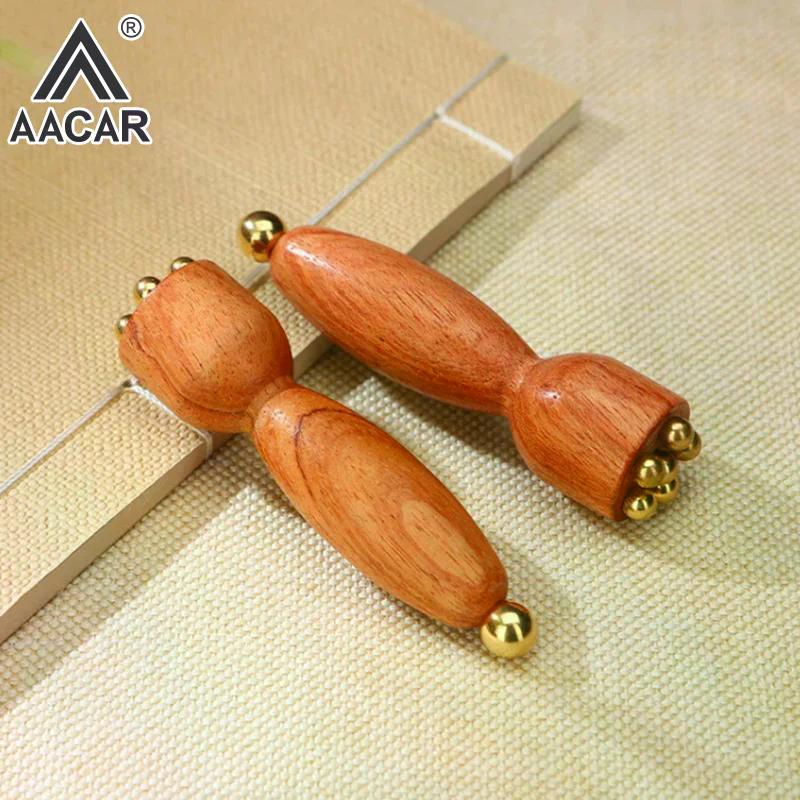 Mini Lotus Seedpod Brass Bead Wood Facial Gua Sha Eye Facial Point Massager Relaxatiow Meridians Acupoint Massage Tool