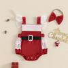 Newborn Baby Girls Christmas Clothes Cute Lace Patchwork Fly Sleeve Rompers Jumpsuit with Headband Costumes Outfit
