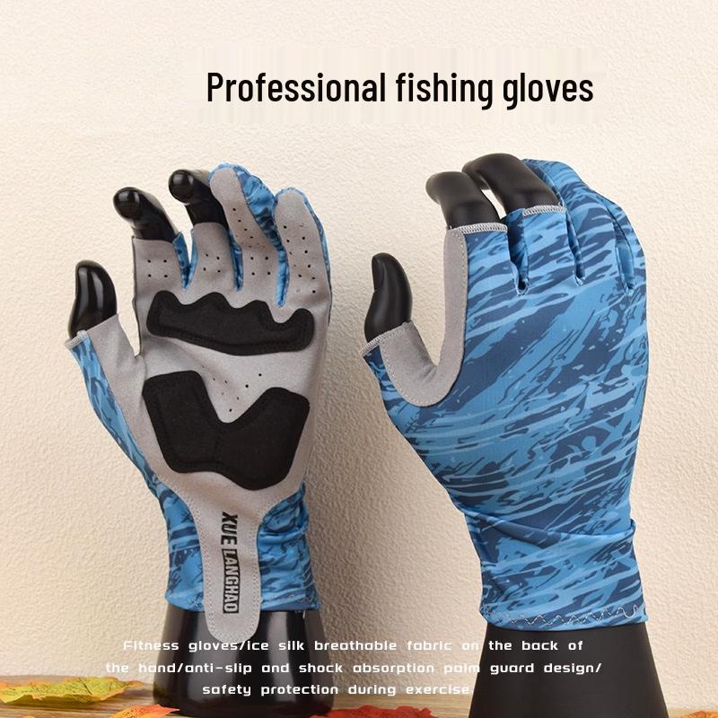 RinduRindu Men's Breathable Anti-Cut Two-Finger Fishing Gloves