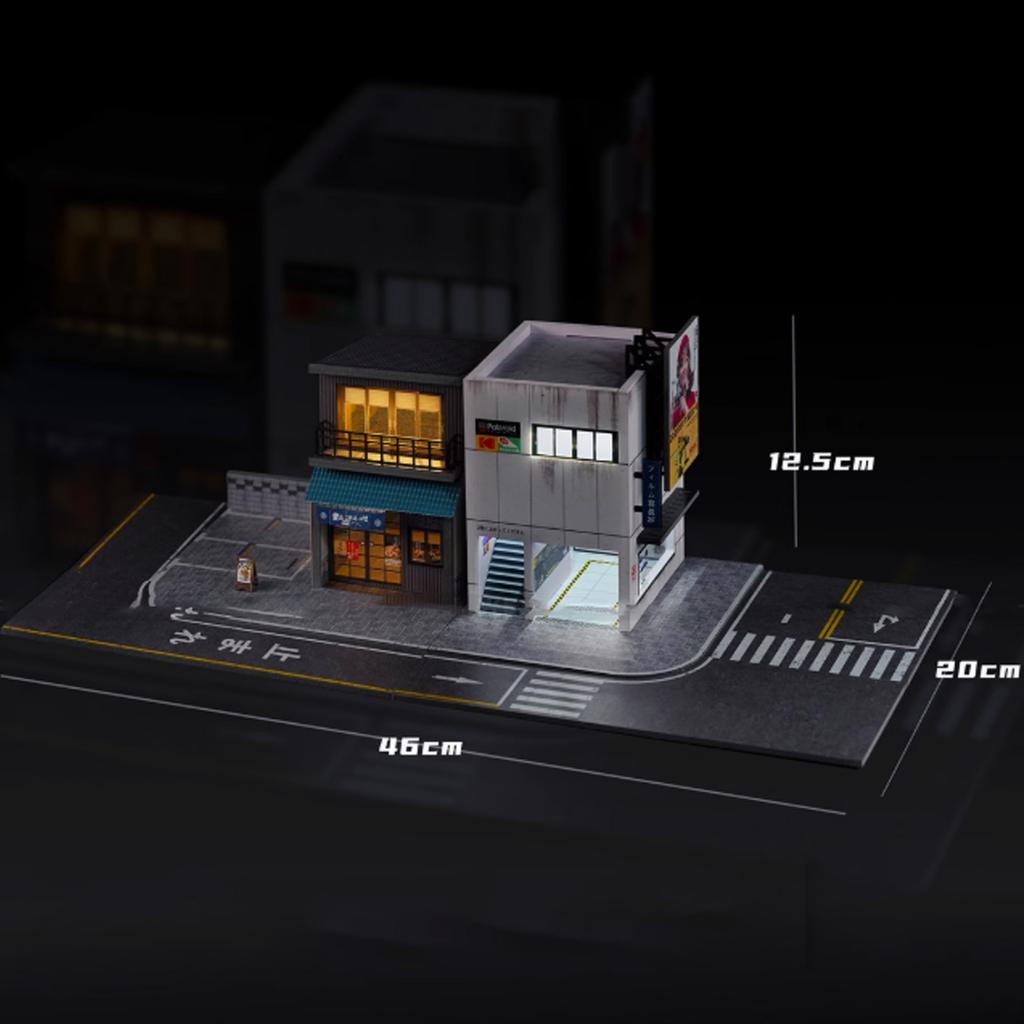 1/64 Diorama Car Garage Model LED Lighting City Building Parking Lot Scene Model