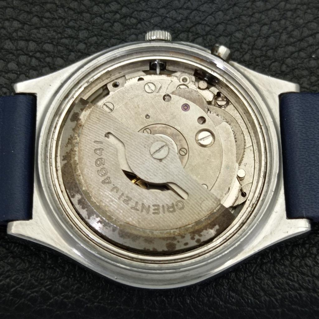 AUTOMATIC VINTAGE ORIENT 46941 JAPAN MENS BLUE COLOR DIAL WATCH a500714-5 R154-a500714
