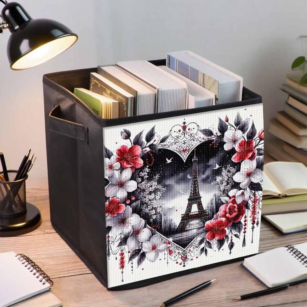 The Iron Tower In Love 5D Diamond Painting Storage Basket Full Round Drill Mosaic Diamond Embroidery Cross Stitch Kits Home Decor Home Decor