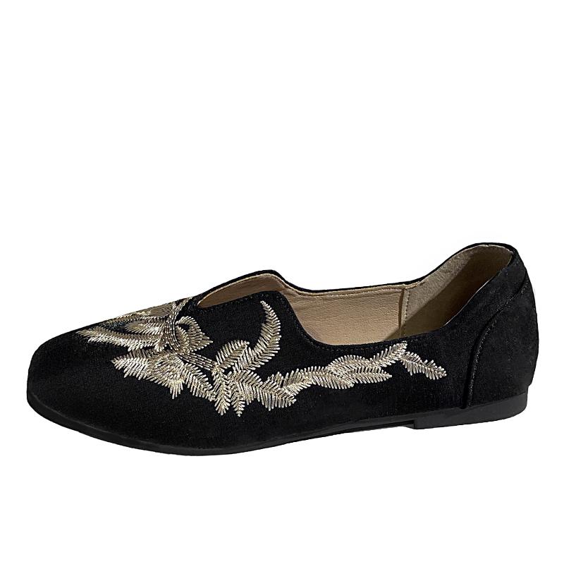 

Fashion Luxury Satin Silk Loafers Woman Elegant Square Toe Flat Moccasins Ladies Slip-on Vintage Embroidery Shoes 35