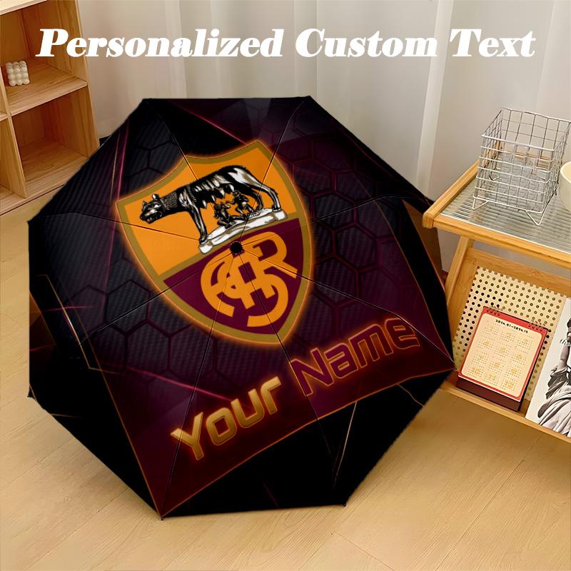 8 Rib Auto Folding Umbrella AS Roma Print Custom Name Text Portable Rain Gear