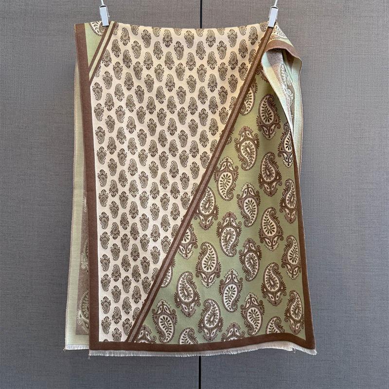 New fashionable cashew flower printing splicing scarf women's autumn and winter versatile neck protection shawl warm and cold scarf