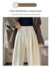 2026 Women's High Waist Velvet Wool Wide-Leg Pants - Floor Length, Slim Fit, Casual Spring Style