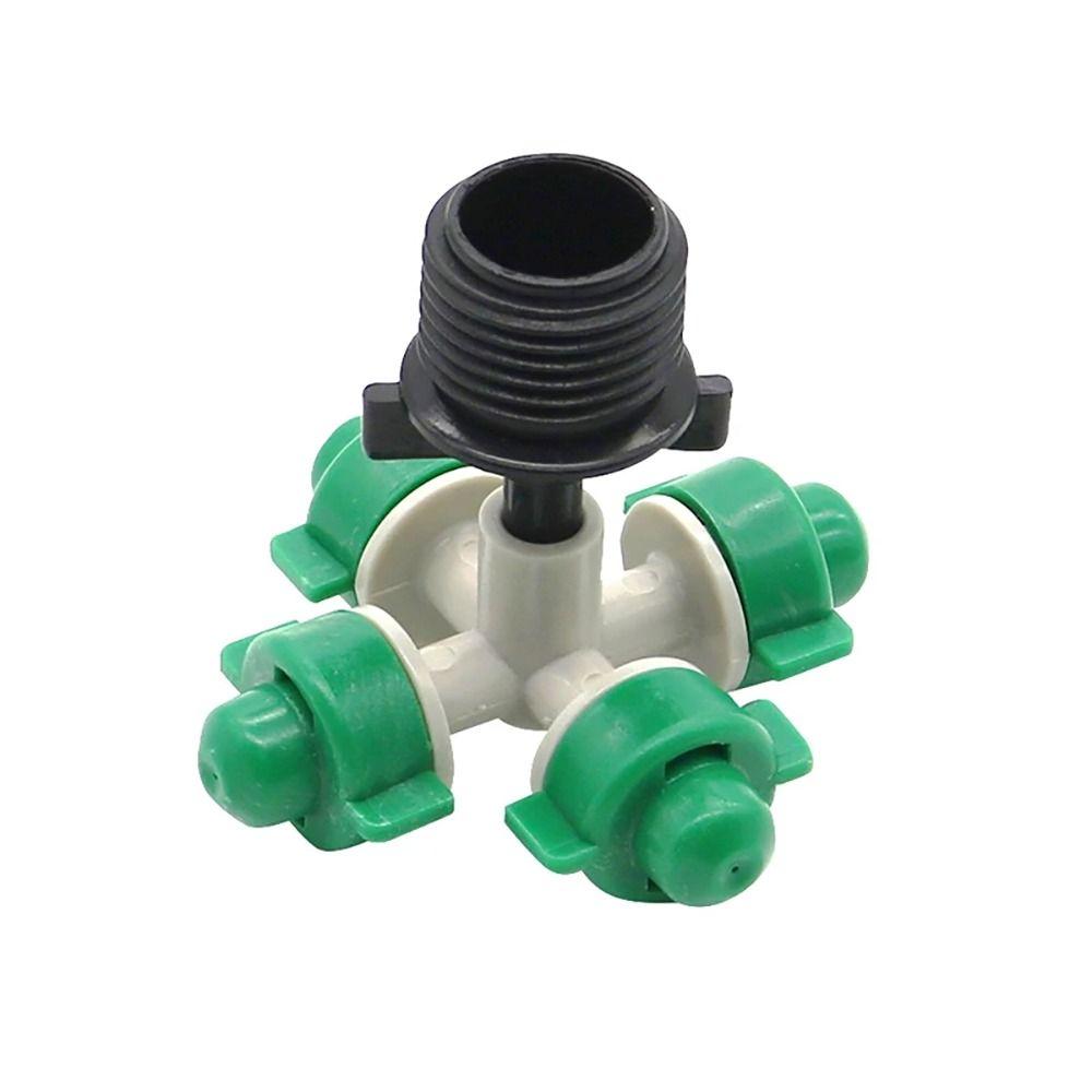 5Pcs Water Fog Cross Atomizing Nozzle 1/2" G1/2 with Male Threaded Connector Greenhouse Sprinkler Connector 4 Ports