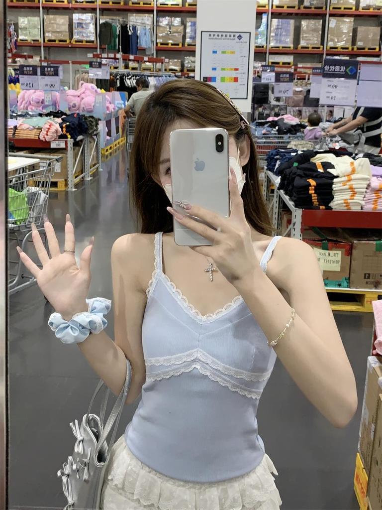 Summer Korean Style Slim Fit Lace Splice Slimming Camisole Vest Top